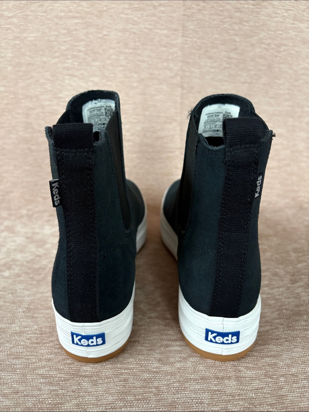 Keds Black Suede Platform Chelsea Booties with White Sole Size 7.5 Women’s - Picture 4 of 9